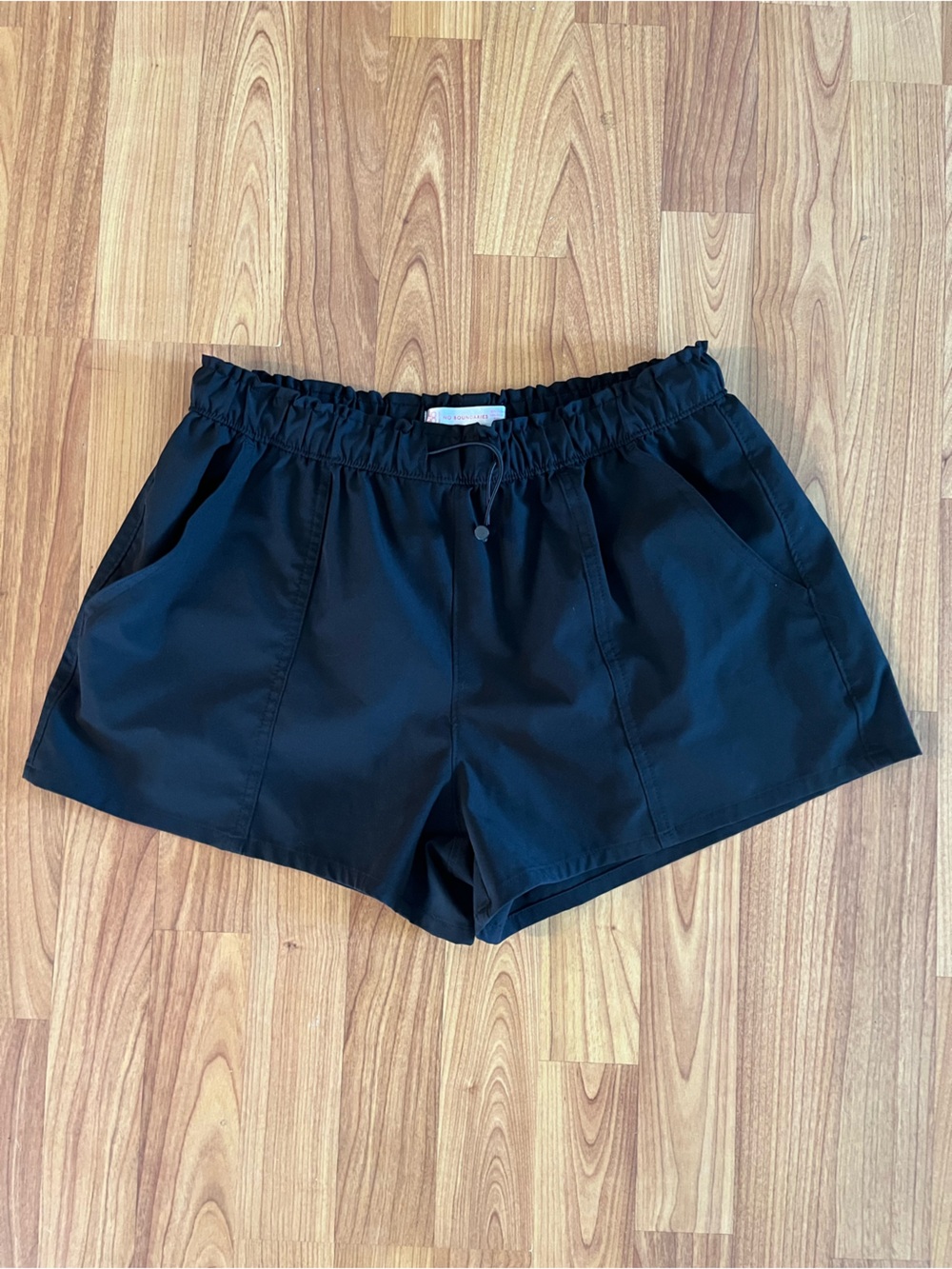 Women's Black Elastic-Waist Shorts
